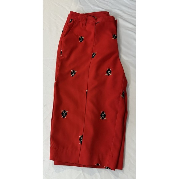 Coral Bay Golf Plus Sz 18 Women's Red Bermuda Shorts Golf Club Print Stretch - Picture 1 of 7